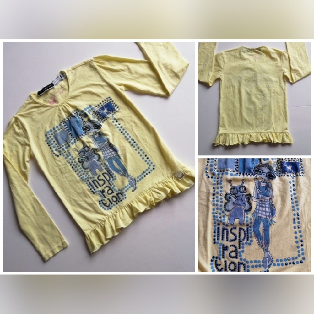 MaxMara Sportmax Girl 3T-4T Long Sleeve Lemon Yellow Top